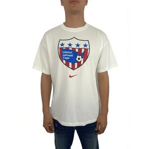 Nike Mens White Cotton USASA 2005 National Cup Soccer Championship T Shirt Large